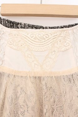 画像2: Ozz Croce / レース×サテンスカート  シャンパーンベージュ×アイボリー O-26-03-31-1026-OO-JA-IG-OS
