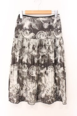 画像1: Ozz Croce / プリントプリーツスカート  ベージュ×ブラック系 O-26-03-31-1027-OO-SK-IG-OS