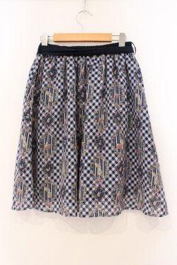 画像3: axes femme POETIQUE / フラワーフレームギンガムスカート  ネイビー O-26-03-31-1031-AX-SK-IG-OS