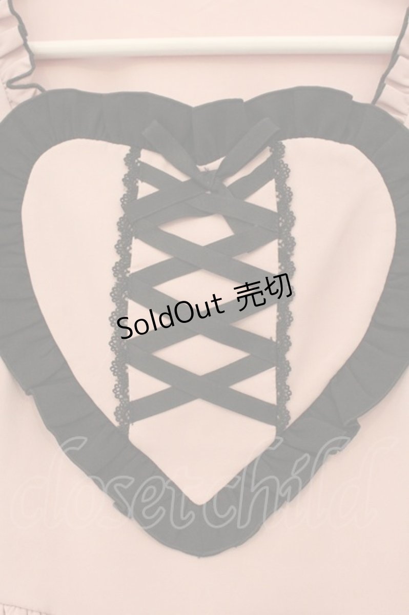 画像2: DearMyLove / ハートレースアップフリルワンピース M ピンク×クロ O-26-03-31-008-EL-OP-IG-OS (2)