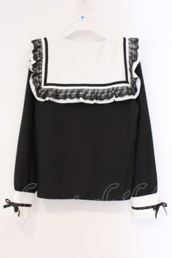 画像3: DearMyLove / レースフリルリボンセーラーブラウス M クロ×シロ O-26-03-31-010-EL-BL-IG-OS