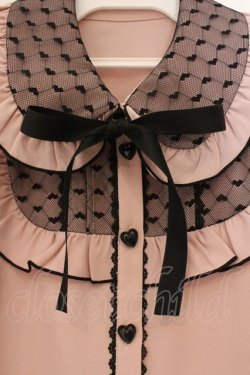 画像2: DearMyLove / ハートドットチュール重ねバックルブラウス M ピンク×クロ O-26-03-31-013-EL-BL-IG-OS