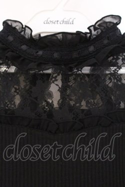 画像2: Secret Honey / レース切り替えテレコカットソー 0 クロ O-26-03-31-015-CA-TO-IG-OS