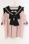 DearMyLove / セーラーオフショルフリルリボンブラウス M ピンク×クロ O-26-03-31-016-EL-BL-IG-OS