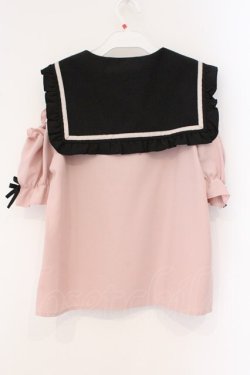 画像3: DearMyLove / セーラーオフショルフリルリボンブラウス M ピンク×クロ O-26-03-31-016-EL-BL-IG-OS