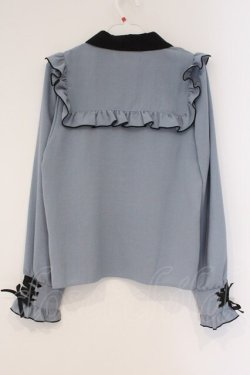 画像4: DearMyLove / ハトメレースアップヨークフリルリボンブラウス M ブルー O-26-03-31-017-EL-BL-IG-OS