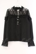 DearMyLove / ハートビジューリボンオフショル風レースブラウス M クロ O-26-03-31-018-EL-BL-IG-OS