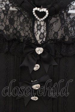 画像2: DearMyLove / ハートビジューリボンオフショル風レースブラウス M クロ O-26-03-31-018-EL-BL-IG-OS