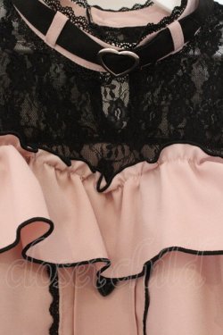 画像2: DearMyLove / ハートチョーカーレースフリルブラウス M ピンク O-26-03-31-019-EL-BL-IG-OS
