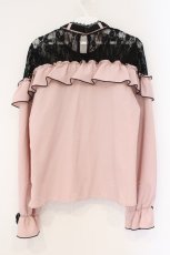 画像4: DearMyLove / ハートチョーカーレースフリルブラウス M ピンク O-26-03-31-019-EL-BL-IG-OS (4)