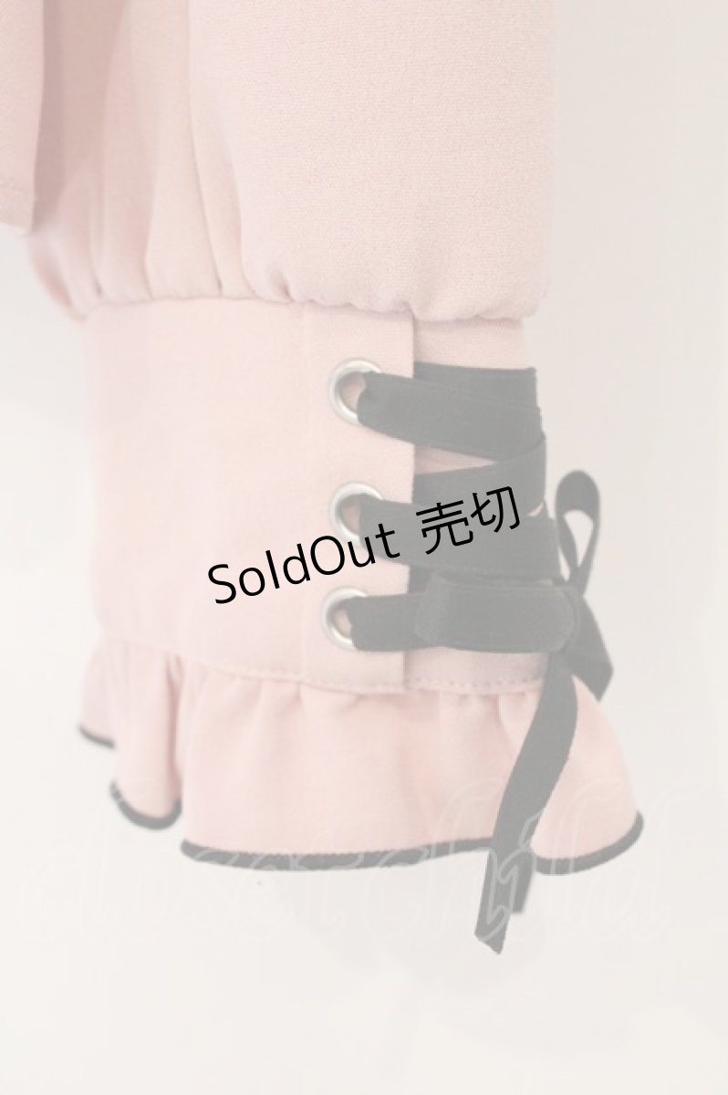 画像3: DearMyLove / ハトメレースアップヨークフリルリボンブラウス M ピンク×クロ O-26-03-31-020-EL-BL-IG-OS (3)