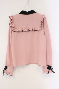 画像4: DearMyLove / ハトメレースアップヨークフリルリボンブラウス M ピンク×クロ O-26-03-31-020-EL-BL-IG-OS