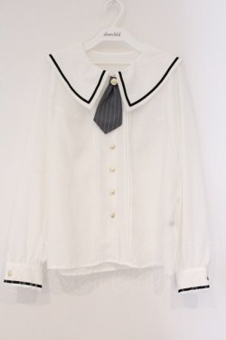 画像1: Amavel / 2025年福袋 ブラウス  シロ×グレー O-26-03-31-023-CA-BL-IG-OS