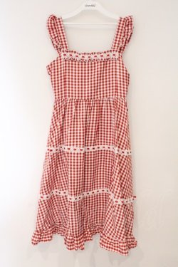 画像1: Cherirulu Chocola / ギンガムチェックジャンパースカート M アカ O-26-03-31-026-GO-OP-OW-OS