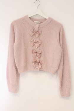 画像1: m petit by misako / MSKリボンカーディガン M ピンク O-26-03-31-028-LO-TO-OW-OS