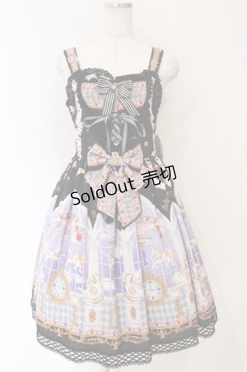 画像1: BABY,THE STARS SHINE BRIGHT / Alice in the Crystal Palace柄Heartジャンパースカート  クロ O-26-04-01-046-BA-OP-IG-OS (1)