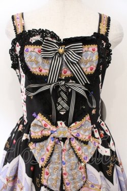 画像2: BABY,THE STARS SHINE BRIGHT / Alice in the Crystal Palace柄Heartジャンパースカート  クロ O-26-04-01-046-BA-OP-IG-OS