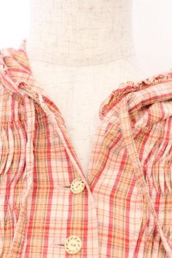 画像2: PINK HOUSE / チェックフート付き長袖ワンピース  ピンク O-26-04-01-049-LO-OP-OW-OS