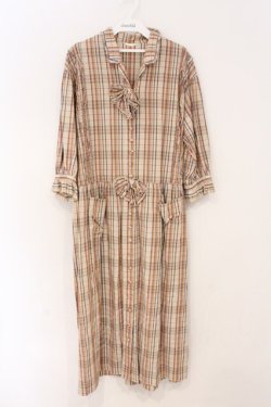 画像1: PINK HOUSE / ピコフリル使いチェックワンピース  ベージュ O-26-04-01-050-LO-OP-OW-OS