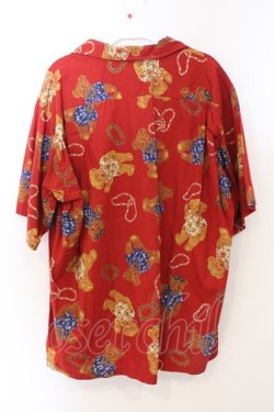 画像3: Karl Helmut / ハイビスカスクマ柄アロハシャツ  アカ O-26-04-01-051-EL-BL-OW-OS