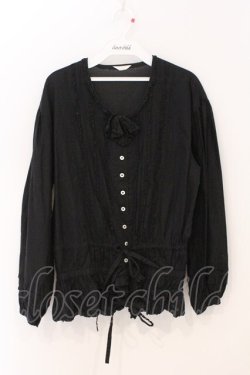 画像1: PINK HOUSE / ピンタックレースリボンブラウス  クロ O-26-04-01-052-LO-BL-OW-OS