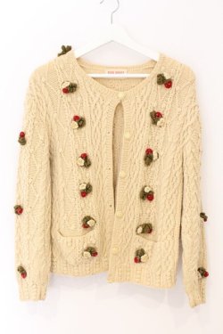 画像1: PINK HOUSE / いちごあみぐるみ使いカーディガン  ベージュ O-26-04-01-053-LO-TO-OW-OS