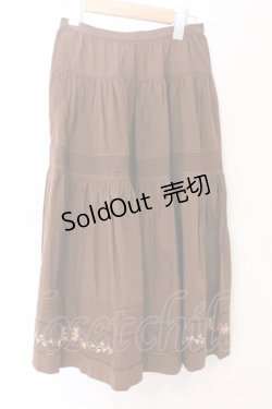 画像1: PINK HOUSE / スウェーデン刺繍使いスカート  ブラウン O-26-04-01-054-LO-SK-OW-OS