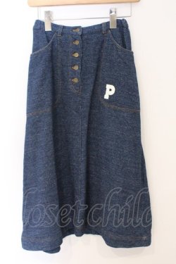 画像1: PINK HOUSE / 刺繍使いスウェットスカート  ブルー O-26-04-01-055-LO-SK-OW-OS