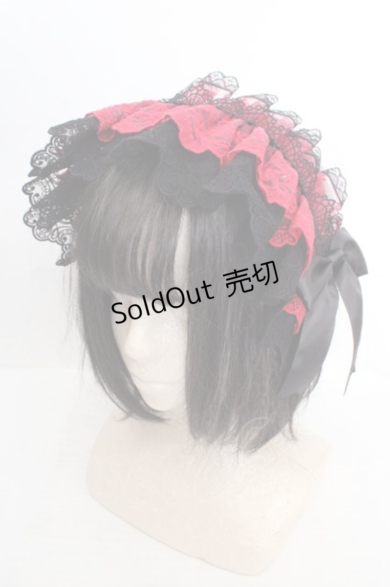 画像1: MorunxMuunaStoik / Libraヘッドドレス  レッド×ブラック O-26-04-01-012-EL-ZA-IG-OS (1)