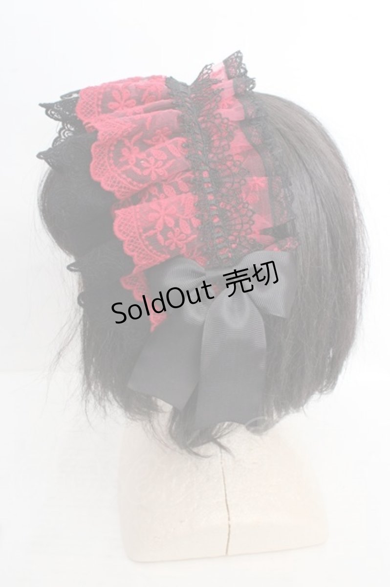 画像2: MorunxMuunaStoik / Libraヘッドドレス  レッド×ブラック O-26-04-01-012-EL-ZA-IG-OS (2)