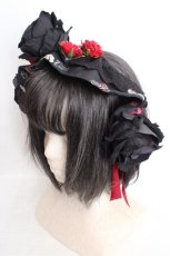 画像1: Royal Princess Alice / Madhatter’s Tea Partyボンネット風ブリム  クロ O-26-04-01-003-LO-AC-OW-OS (1)