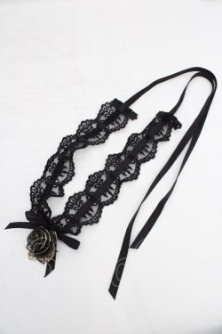 画像1: Moi-meme-Moitie / ローズロゴチャームレースチョーカー  ブラック O-26-04-01-022-MO-AC-IG-OS