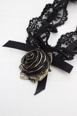 画像2: Moi-meme-Moitie / ローズロゴチャームレースチョーカー  ブラック O-26-04-01-022-MO-AC-IG-OS