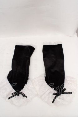 画像1: MARBLE / アクセサリー付きボリュームフリルグローブ  ブラック×ホワイト O-26-04-01-023-GO-ZA-IG-OS