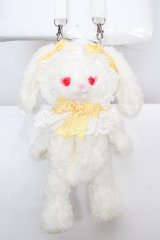 BABY,THE STARS SHINE BRIGHT / うさくみゃちゃんポシェット  オフシロ本体×イエローギンガムリボン O-26-04-01-031-BA-BG-IG-OS