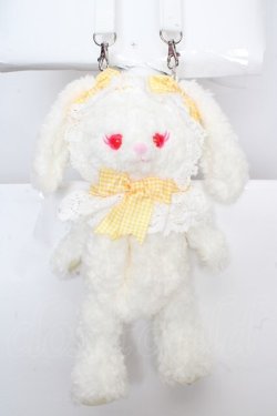 画像1: BABY,THE STARS SHINE BRIGHT / うさくみゃちゃんポシェット  オフシロ本体×イエローギンガムリボン O-26-04-01-031-BA-BG-IG-OS