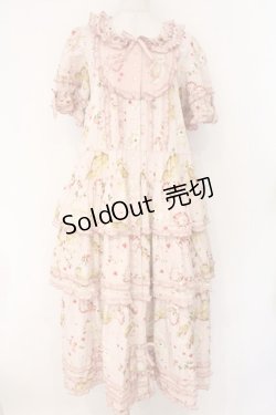 画像1: PINK HOUSE / テディローズプリントワンピース  ピンク O-26-04-02-048-LO-OP-OW-OS