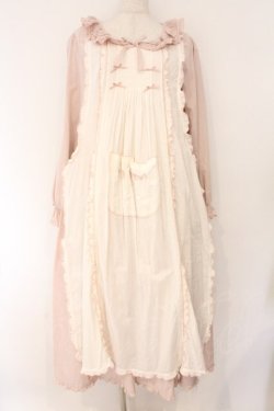 画像1: PINK HOUSE / エプロン付きダンガリーワンピース  ピンク O-26-04-02-049-LO-OP-OW-OS