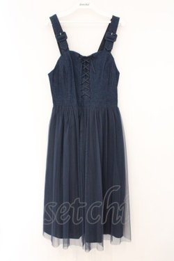 画像1: F i.n.t / フロントレースアップチュールドッキングジャンパースカート  インディゴ O-26-04-02-007-CA-OP-IG-OS