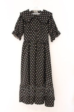 画像1: m petit by misako / 梨地水玉半袖ワンピース S クロ O-26-04-02-063-LO-OP-IG-OS