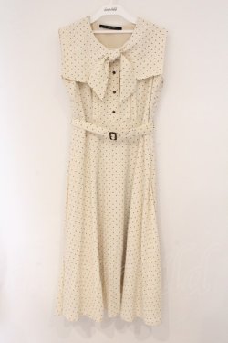 画像1: an another angelus / スクエアカラーボウタイドットワンピース  アイボリー×ブラウン O-26-04-02-008-CA-OP-IG-OS