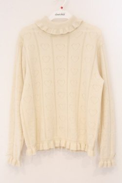 画像1: PINK HOUSE / ハート透かし柄タートルニット  アイボリー O-26-04-02-068-LO-TO-OW-OS