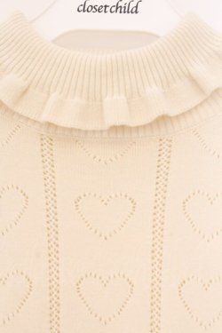 画像2: PINK HOUSE / ハート透かし柄タートルニット  アイボリー O-26-04-02-068-LO-TO-OW-OS