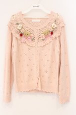 画像1: PINK HOUSE / テディ＆ローズモチーフヨークニットカーディガン  ピンク O-26-04-02-069-LO-TO-OW-OS (1)
