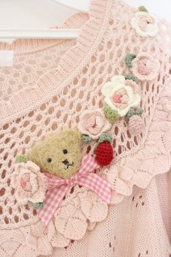 画像3: PINK HOUSE / テディ＆ローズモチーフヨークニットカーディガン  ピンク O-26-04-02-069-LO-TO-OW-OS