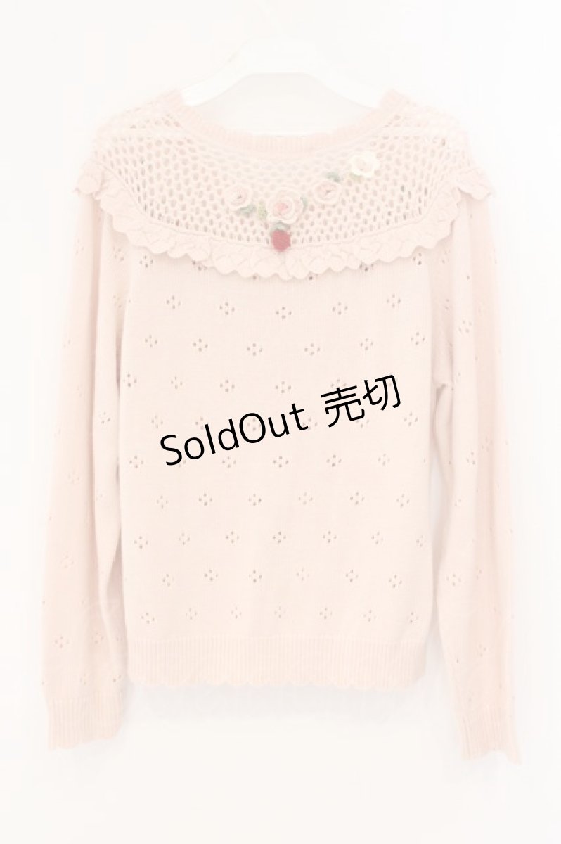 画像5: PINK HOUSE / テディ＆ローズモチーフヨークニットカーディガン  ピンク O-26-04-02-069-LO-TO-OW-OS (5)