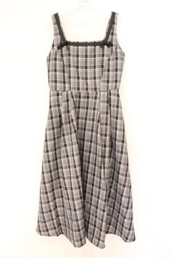 画像1: m petit by misako / リボンチェックジャンパースカート M クロ O-26-04-02-074-LO-OP-OW-OS