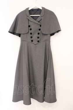 画像1: an another angelus / ケープ付きダブル釦ジャンパースカート  クロ×グレー O-26-04-02-009-CA-OP-IG-OS