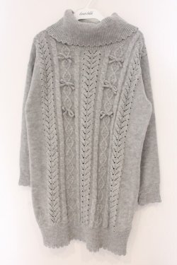 画像1: Secret Honey / タートルニットワンピース 2 グレー O-26-04-02-076-CA-OP-OW-OS