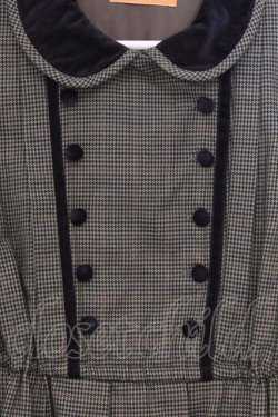 画像2: Fi.n.t / 別珍使いダブル釦チェックワンピース  グリーン O-26-04-02-013-CA-OP-IG-OS